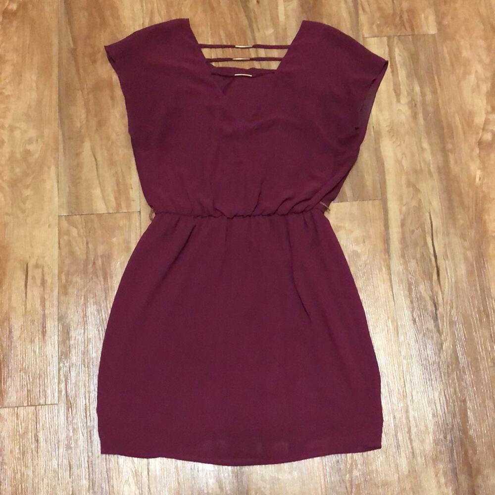 City Triangles Maroon Ladder Back Dress Size Medium - Picture 3 of 12